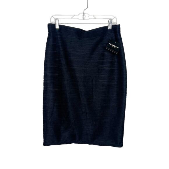 LIZ CLAIBORNE Pencil Skirt Elastic Waist Knee Length Textured Black Womens M NWT - Picture 7 of 7